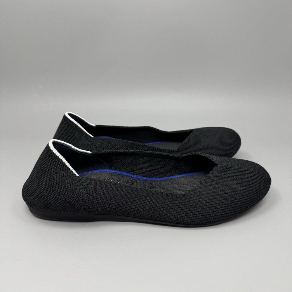 ROTHY’S Rare Retired Black Ballet The Flat with White Halo Slip On Size 7.5